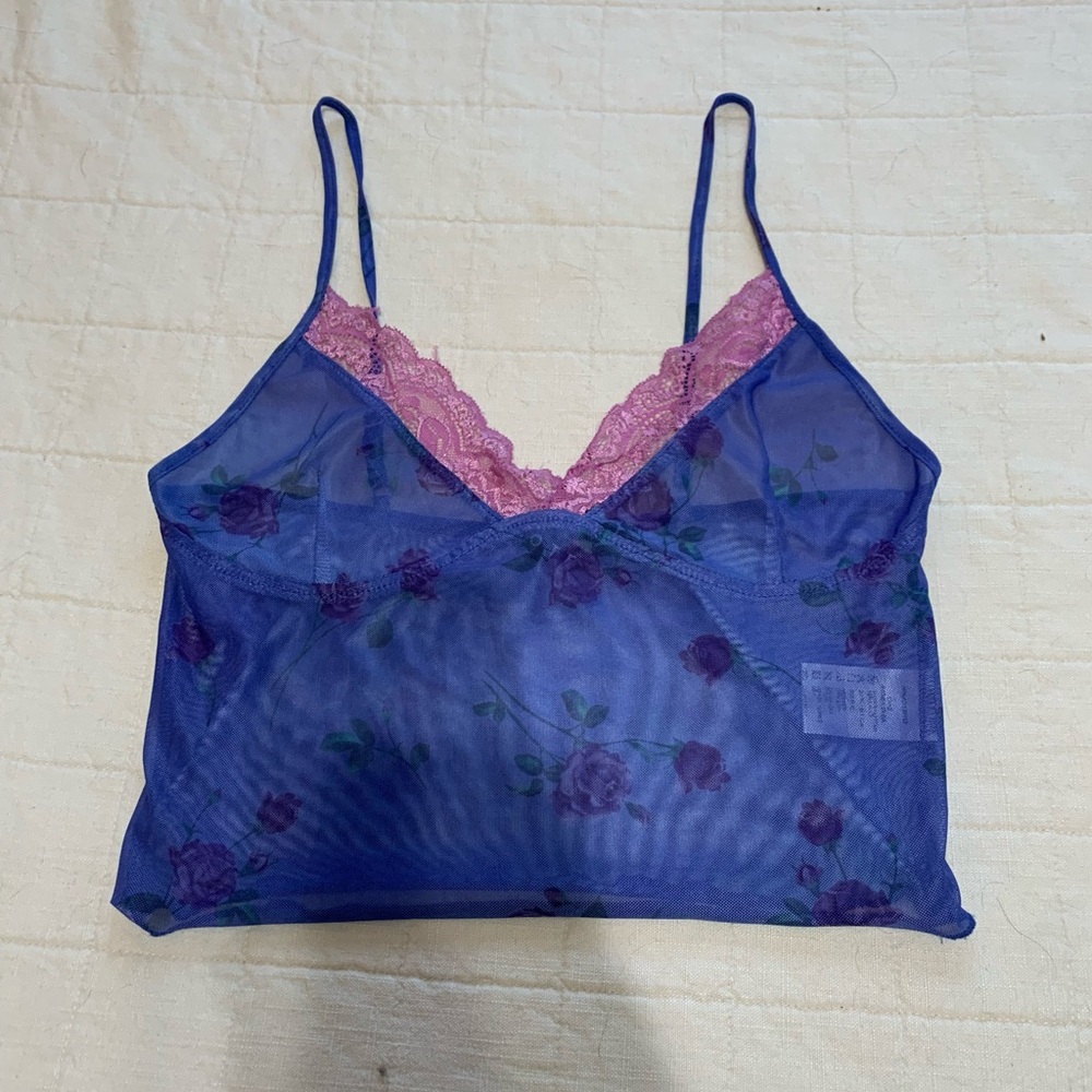 Motel Rocks Blue and Pink Floral Lace Chemise
